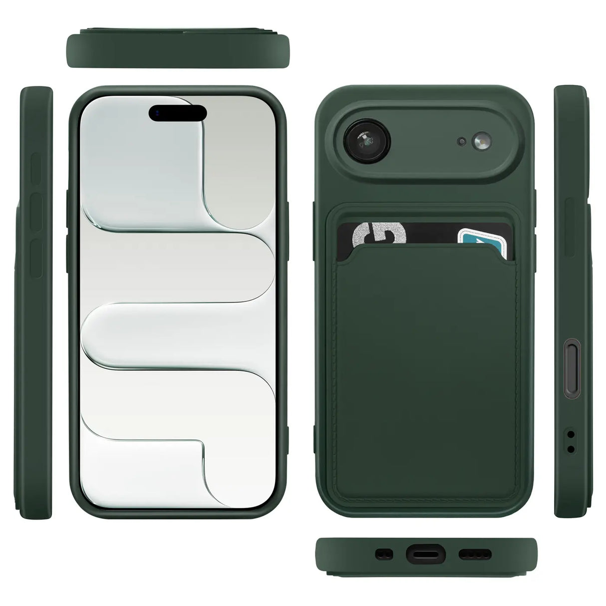 iPhone Air Handyhülle in Grün mit Kameraschutz und Kartenfach