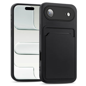 iPhone Air Handyhülle in Schwarz mit Kameraschutz und Kartenfach