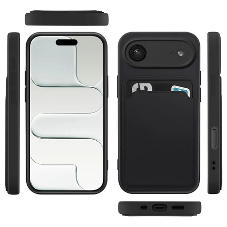 iPhone Air Handyhülle in Schwarz mit Kameraschutz und Kartenfach