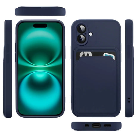iPhone 17 Handyhülle in Blau mit Kameraschutz und Kartenfach