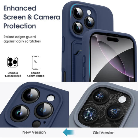 iPhone 17 Pro Handyhülle in Blau mit Kameraschutz und Kartenfach