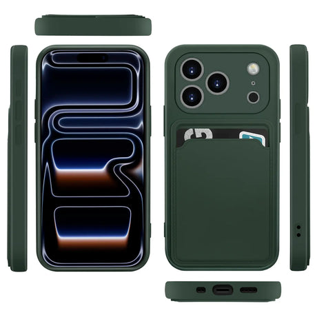 iPhone 17 Pro Max Handyhülle in Grün mit Kameraschutz und Kartenfach