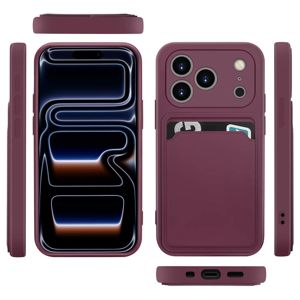 iPhone 17 Pro Max Handyhülle in Lila mit Kameraschutz und Kartenfach