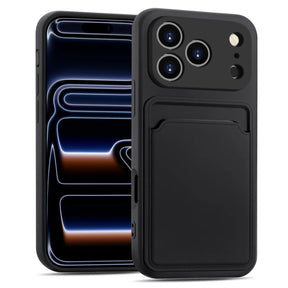 iPhone 17 Pro Max Handyhülle in Schwarz mit Kameraschutz und Kartenfach