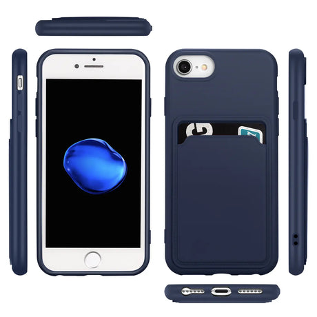 iPhone 7 / 8 / SE 2 / SE 3 Handyhülle in Blau mit Kameraschutz und Kartenfach