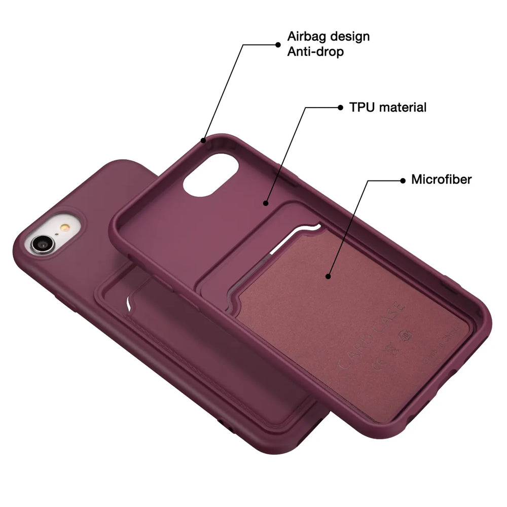 iPhone 7 / 8 / SE 2 / SE 3 Handyhülle in Lila mit Kameraschutz und Kartenfach