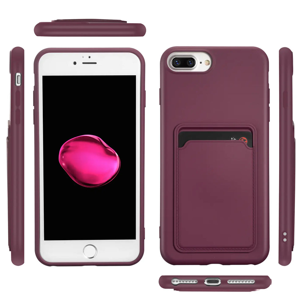 iPhone 7 Plus / 8 Plus Handyhülle in Lila mit Kameraschutz und Kartenfach