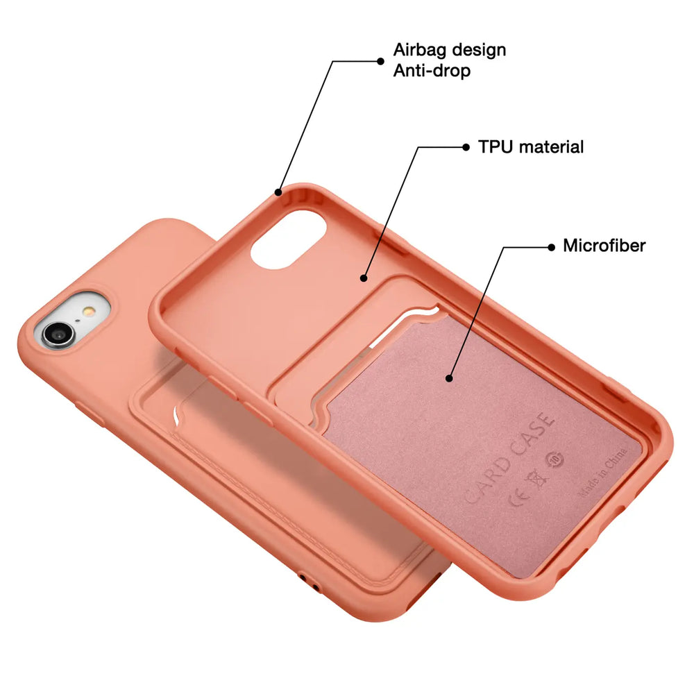 iPhone 7 / 8 / SE 2 / SE 3 Handyhülle in Rosa mit Kameraschutz und Kartenfach