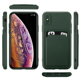 iPhone X / XS Handyhülle in Grün mit Kameraschutz und Kartenfach