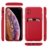 iPhone X / XS Handyhülle in Rot mit Kameraschutz und Kartenfach