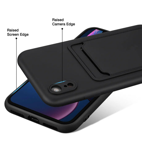 iPhone XR Handyhülle in Schwarz mit Kameraschutz und Kartenfach