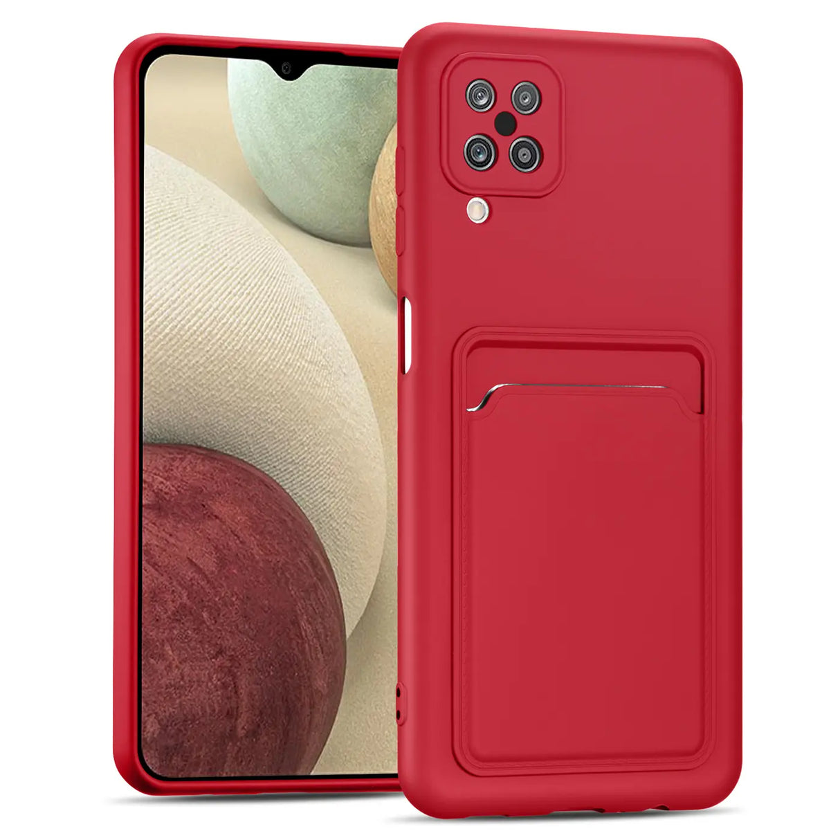 Samsung Galaxy A12 / M12 Handyhülle in Rot mit Kameraschutz und Kartenfach