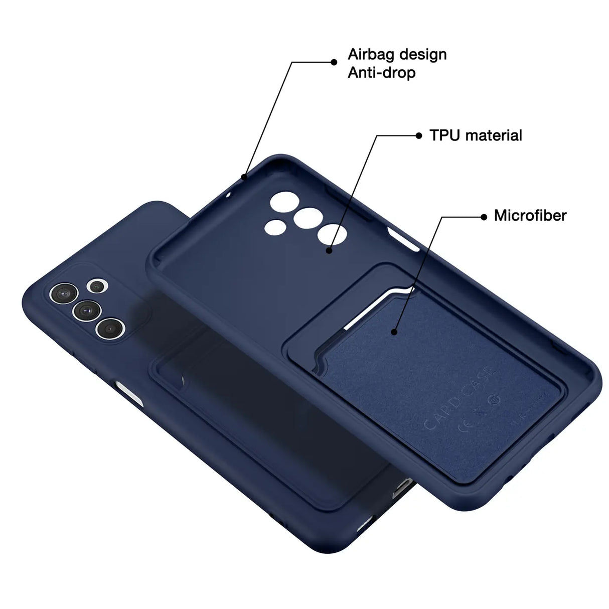 Samsung Galaxy A15 4G / 5G Handyhülle in Blau mit Kameraschutz und Kartenfach