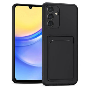 Samsung Galaxy A15 4G / 5G Handyhülle in Schwarz mit Kameraschutz und Kartenfach
