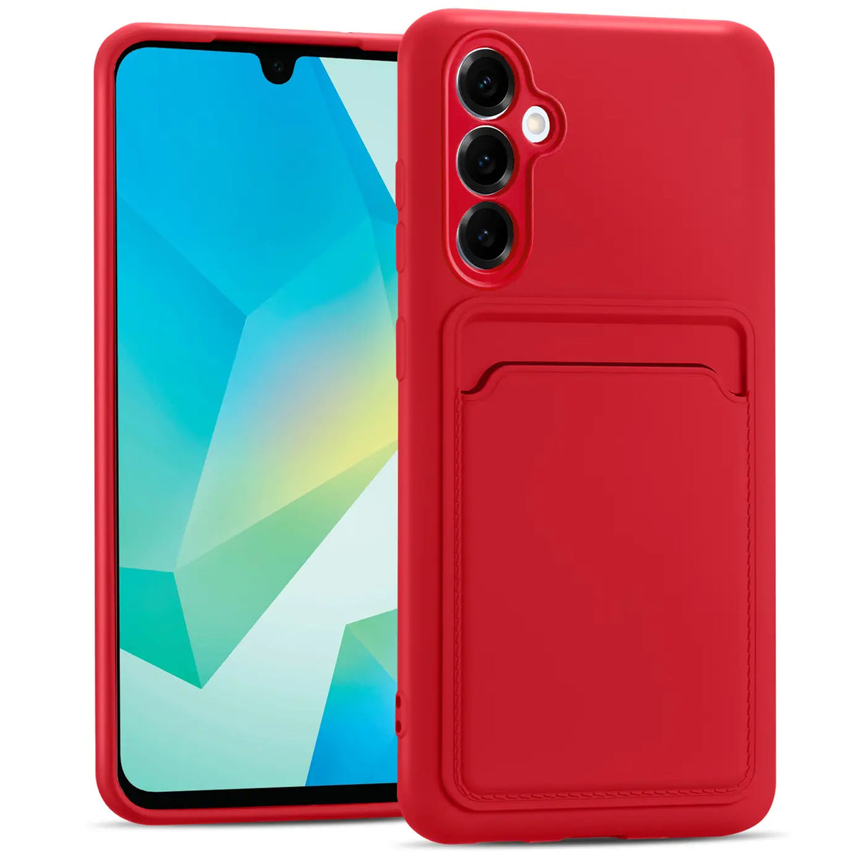 Samsung Galaxy A16 5G Handyhülle in Rot mit Kameraschutz und Kartenfach