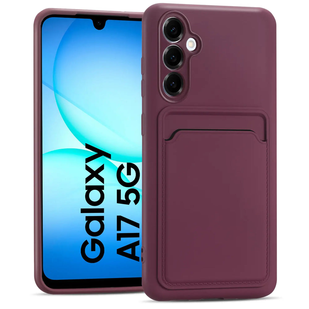Samsung Galaxy A17 5G Handyhülle in Lila mit Kameraschutz und Kartenfach