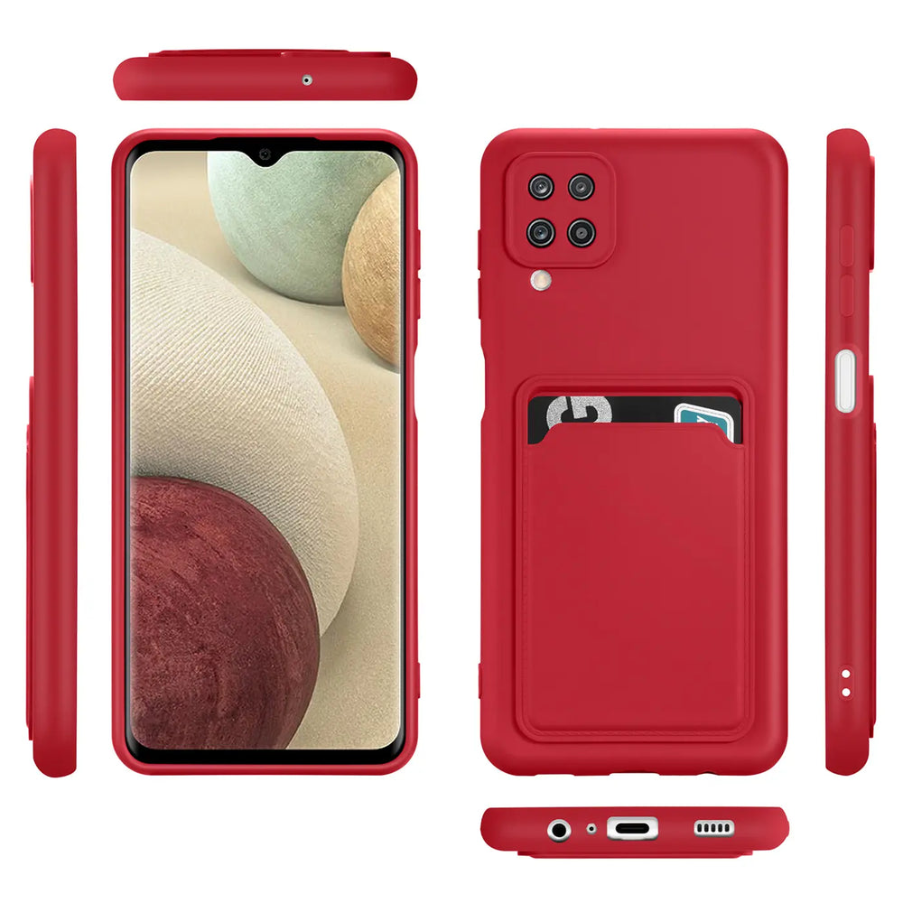 Samsung Galaxy A22 4G / M32 / M22 Handyhülle in Rot mit Kameraschutz und Kartenfach