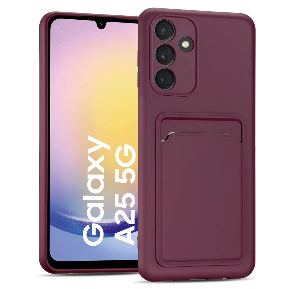 Samsung Galaxy A25 5G Handyhülle in Lila mit Kameraschutz und Kartenfach