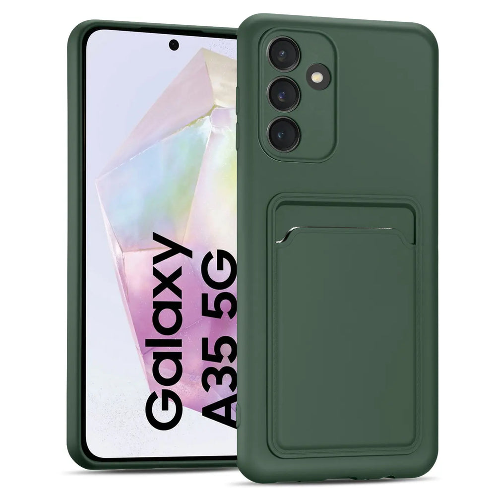 Samsung Galaxy A35 5G Handyhülle in Grün mit Kameraschutz und Kartenfach