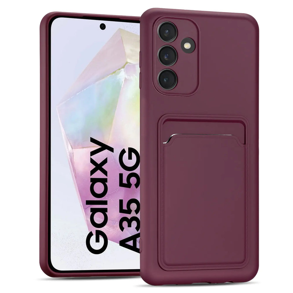 Samsung Galaxy A35 5G Handyhülle in Lila mit Kameraschutz und Kartenfach