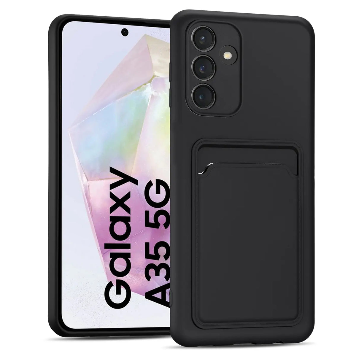 Samsung Galaxy A35 5G Handyhülle in Schwarz mit Kameraschutz und Kartenfach