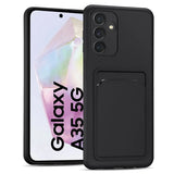 Samsung Galaxy A35 5G Handyhülle in Schwarz mit Kameraschutz und Kartenfach