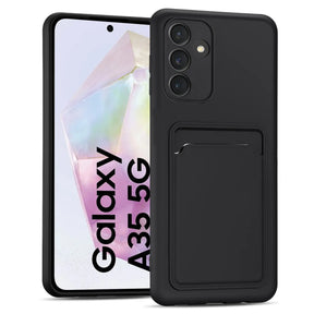 Samsung Galaxy A35 5G Handyhülle in Schwarz mit Kameraschutz und Kartenfach