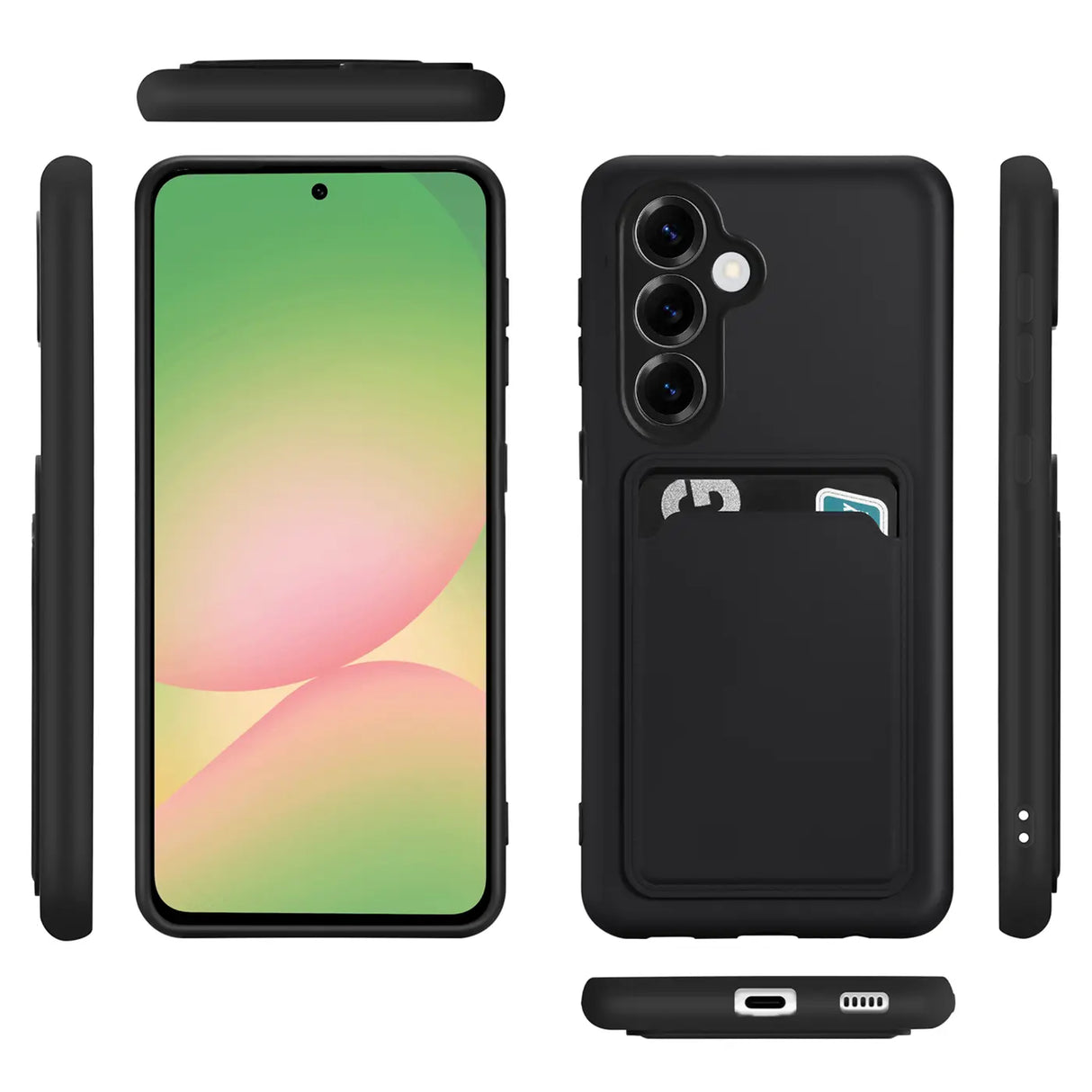 Samsung Galaxy A36 5G Handyhülle in Schwarz mit Kameraschutz und Kartenfach