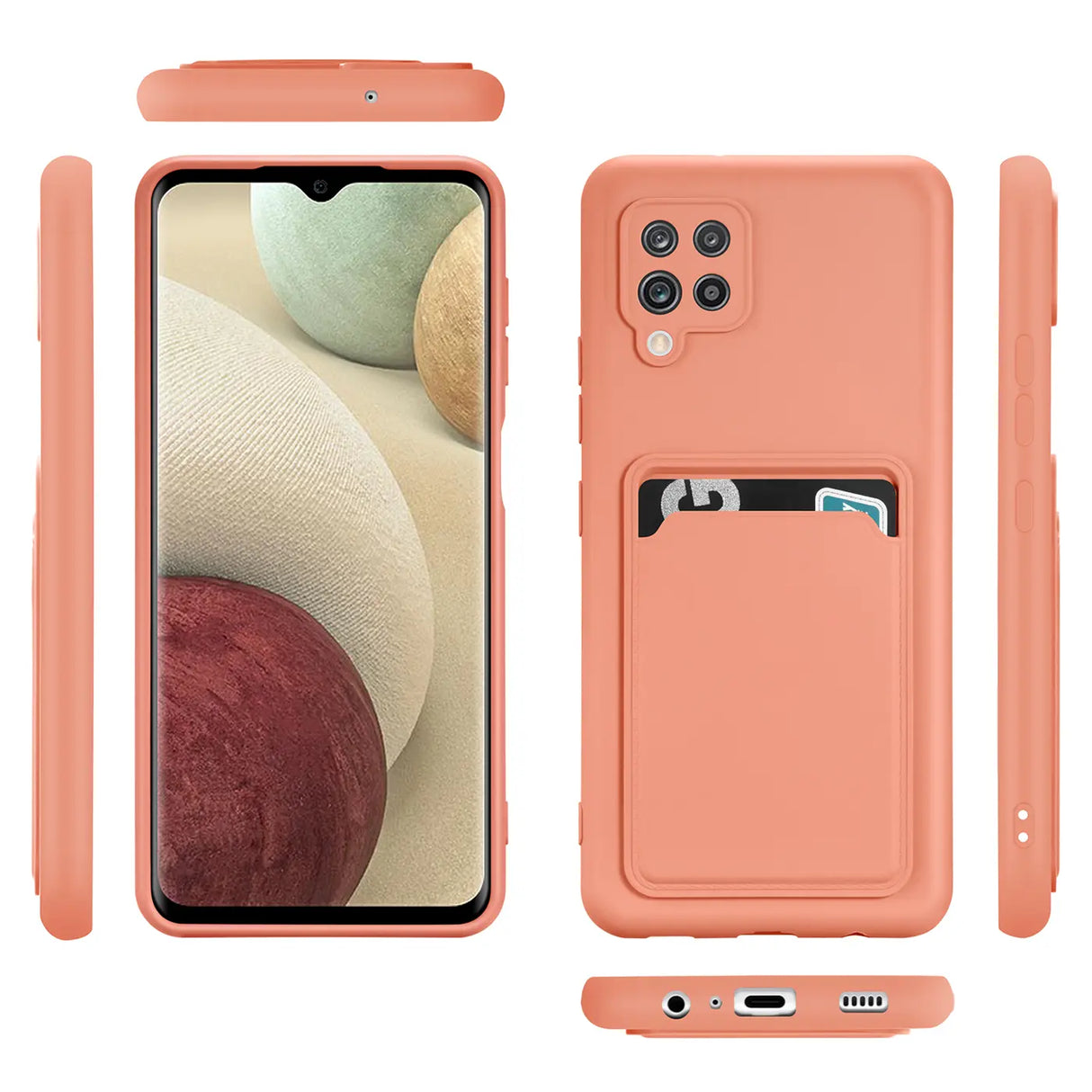 Samsung Galaxy A42 5G Handyhülle in Rosa mit Kameraschutz und Kartenfach