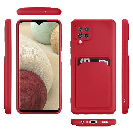 Samsung Galaxy A42 5G Handyhülle in Rot mit Kameraschutz und Kartenfach