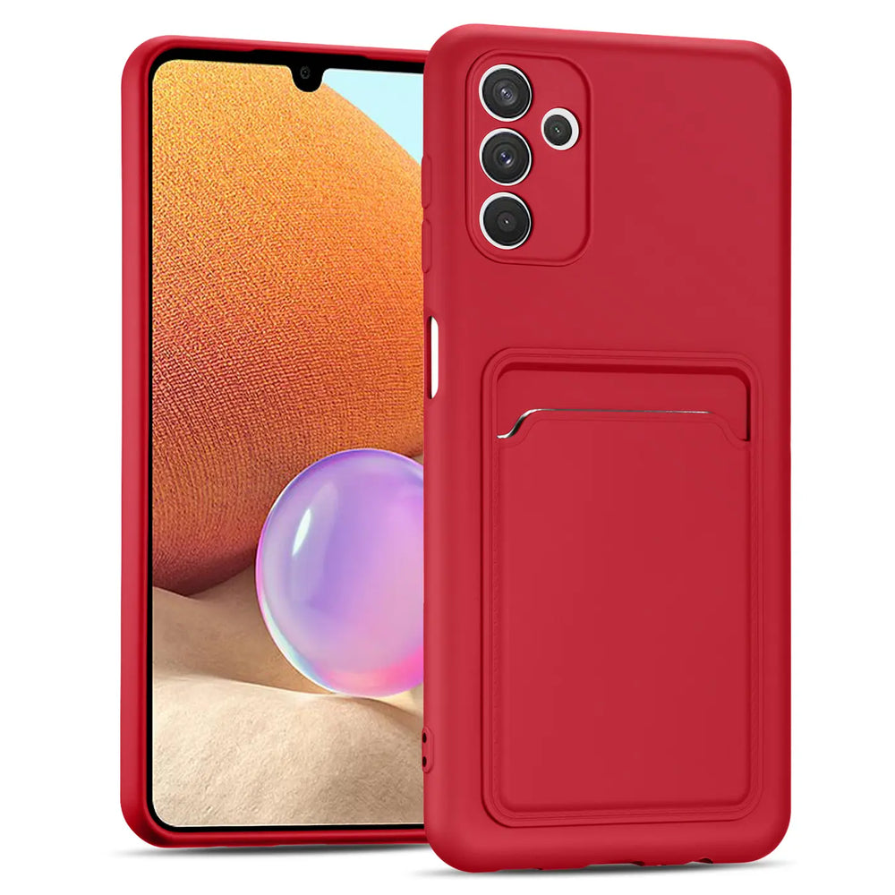 Rote Slim Hülle aus Silikon mit Kartenfach für Samsung Galaxy A54 5G, Vorderansicht