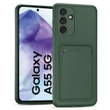 Samsung Galaxy A55 5G Handyhülle in Grün mit Kameraschutz und Kartenfach