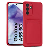 Samsung Galaxy A55 5G Handyhülle in Rot mit Kameraschutz und Kartenfach