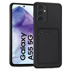 Samsung Galaxy A55 5G Handyhülle in Schwarz mit Kameraschutz und Kartenfach