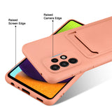 Samsung Galaxy A72 Handyhülle in Rosa mit Kameraschutz und Kartenfach