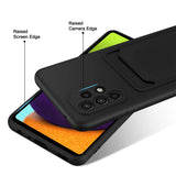 Samsung Galaxy A72 Handyhülle in Schwarz mit Kameraschutz und Kartenfach