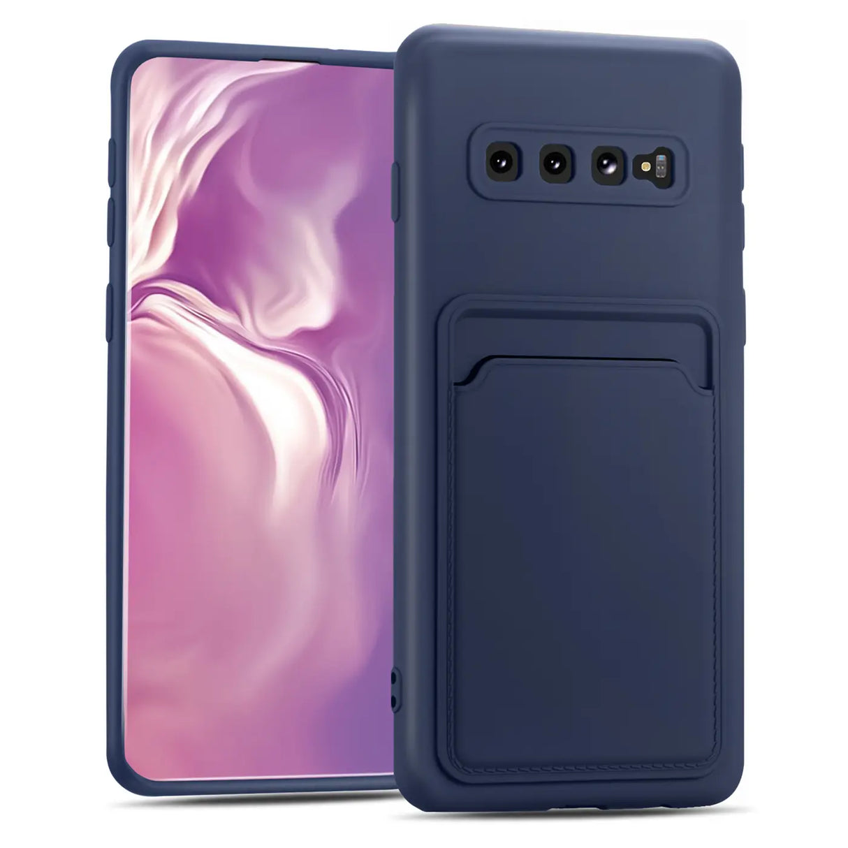 Samsung Galaxy S10 Handyhülle in Blau mit Kameraschutz und Kartenfach