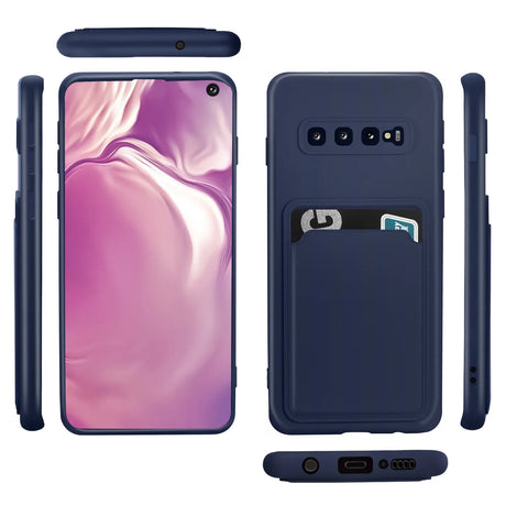 Samsung Galaxy S10 Handyhülle in Blau mit Kameraschutz und Kartenfach