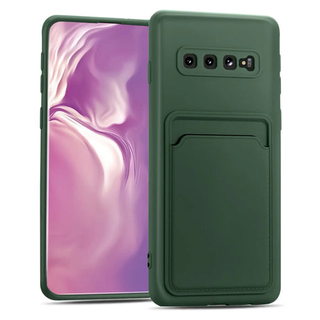 Samsung Galaxy S10 Handyhülle in Grün mit Kameraschutz und Kartenfach