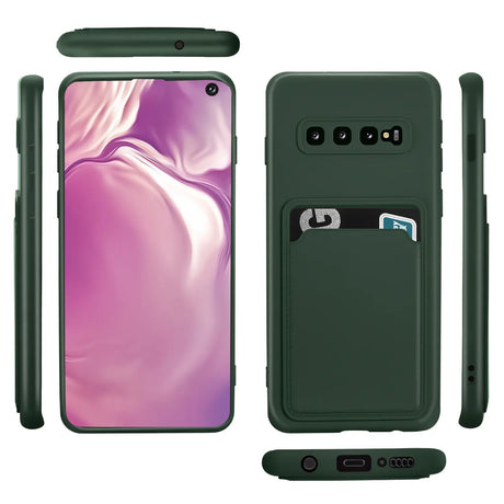 Samsung Galaxy S10 Handyhülle in Grün mit Kameraschutz und Kartenfach