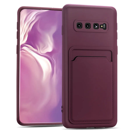 Samsung Galaxy S10 Handyhülle in Lila mit Kameraschutz und Kartenfach