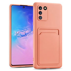 Samsung Galaxy S10 Lite Handyhülle in Rosa mit Kameraschutz und Kartenfach