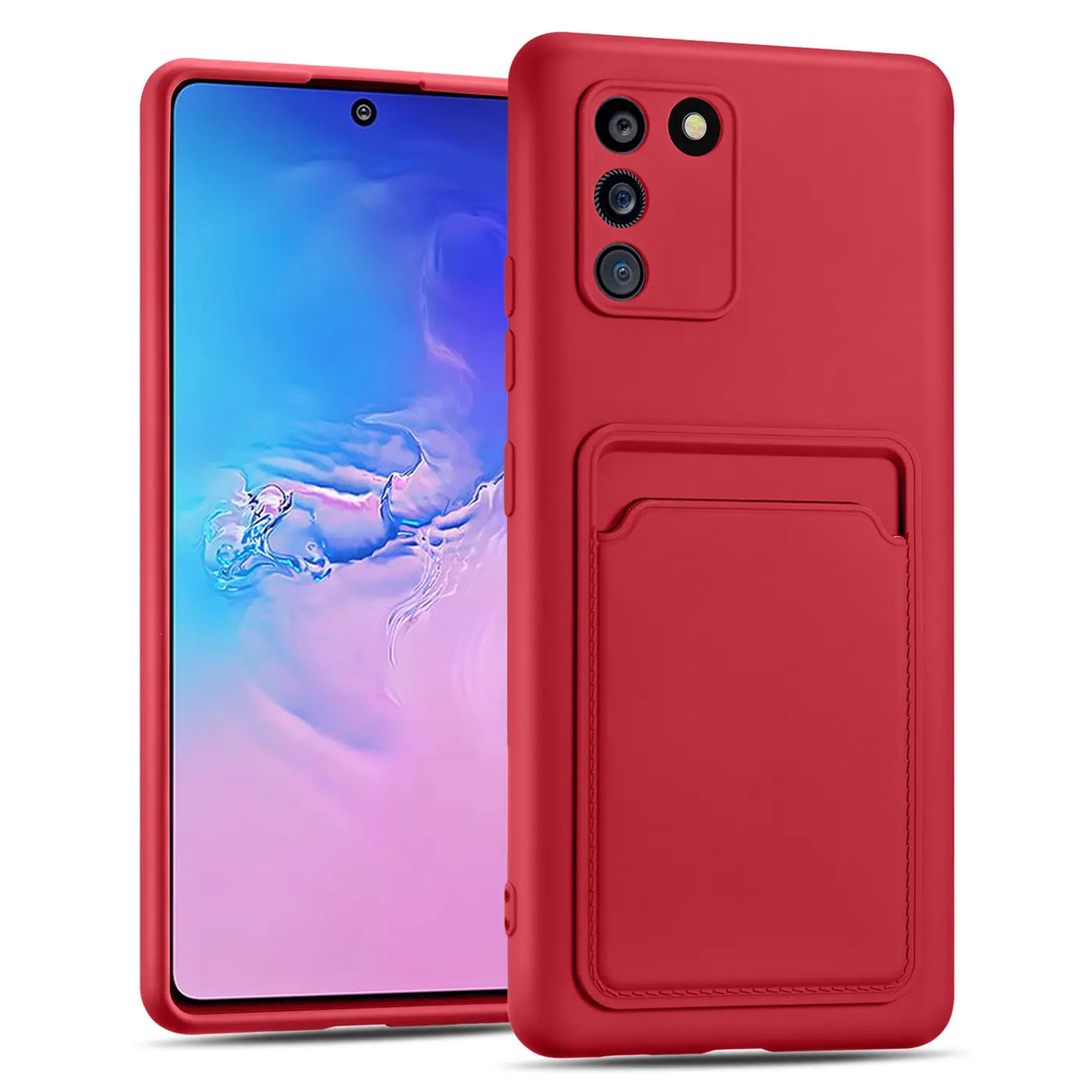 Samsung Galaxy S10 Lite Handyhülle in Rot mit Kameraschutz und Kartenfach