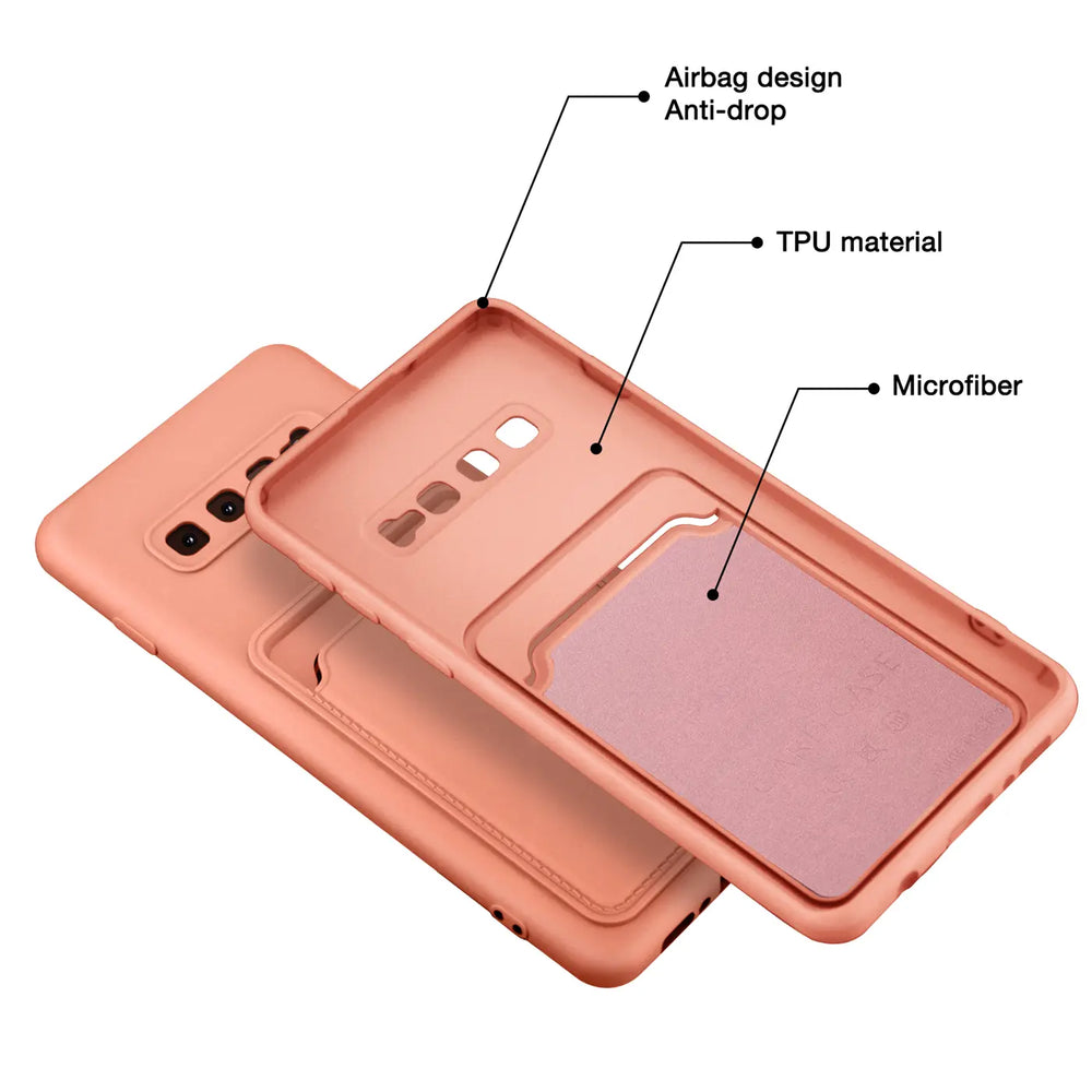 Samsung Galaxy S10 Plus Handyhülle in Rosa mit Kameraschutz und Kartenfach