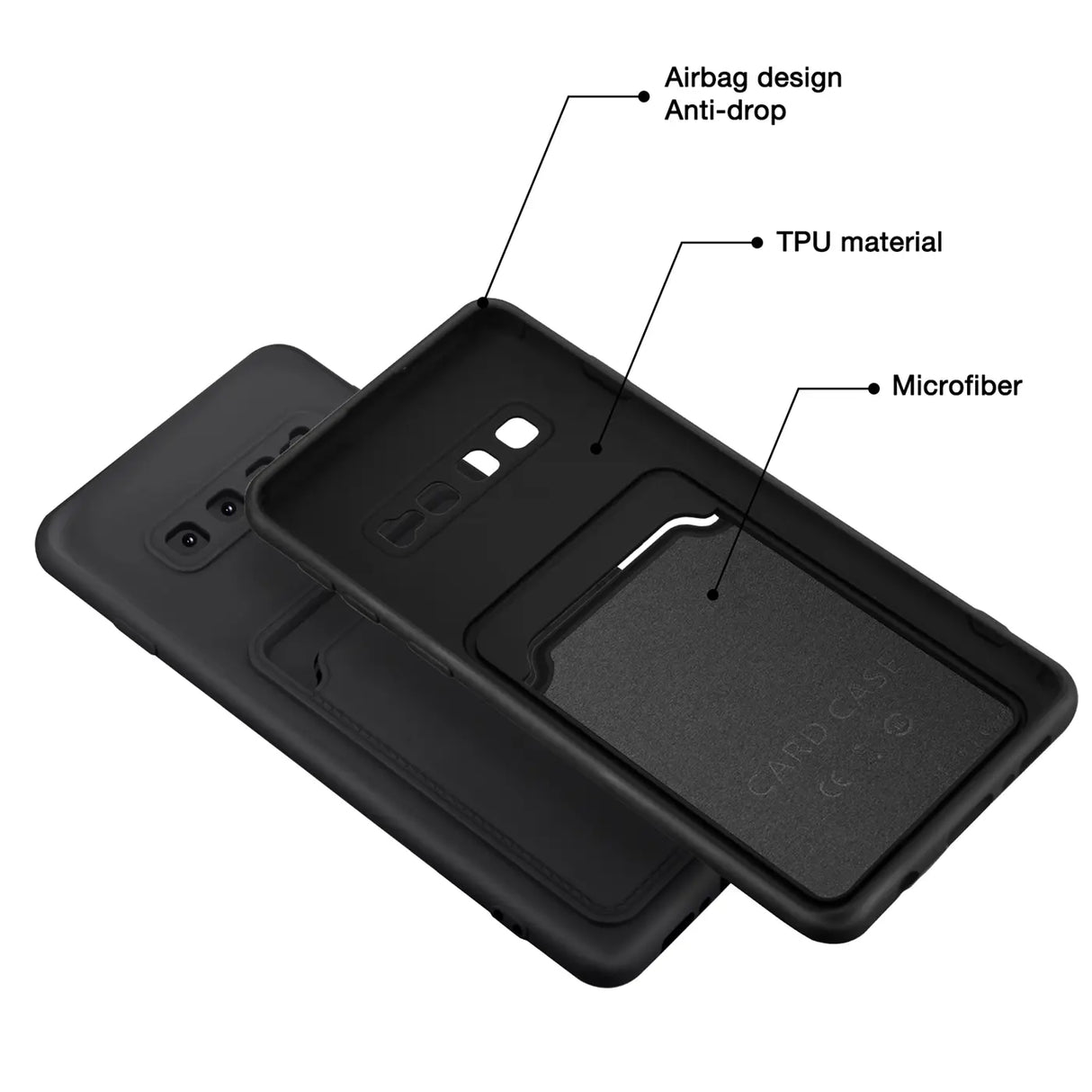 Samsung Galaxy S10 Handyhülle in Schwarz mit Kameraschutz und Kartenfach