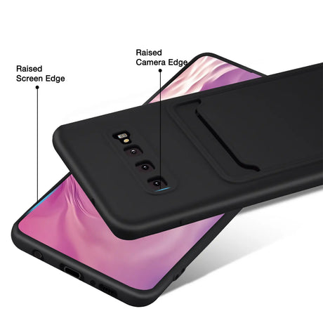 Samsung Galaxy S10 Handyhülle in Schwarz mit Kameraschutz und Kartenfach