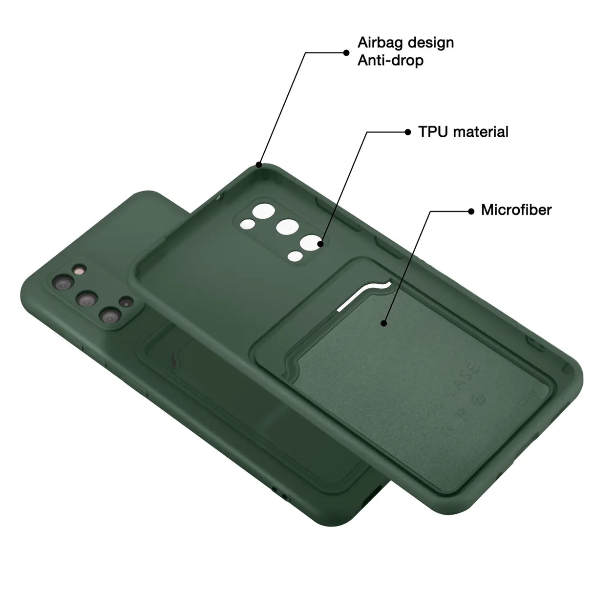 Samsung Galaxy S20 Handyhülle in Grün mit Kameraschutz und Kartenfach