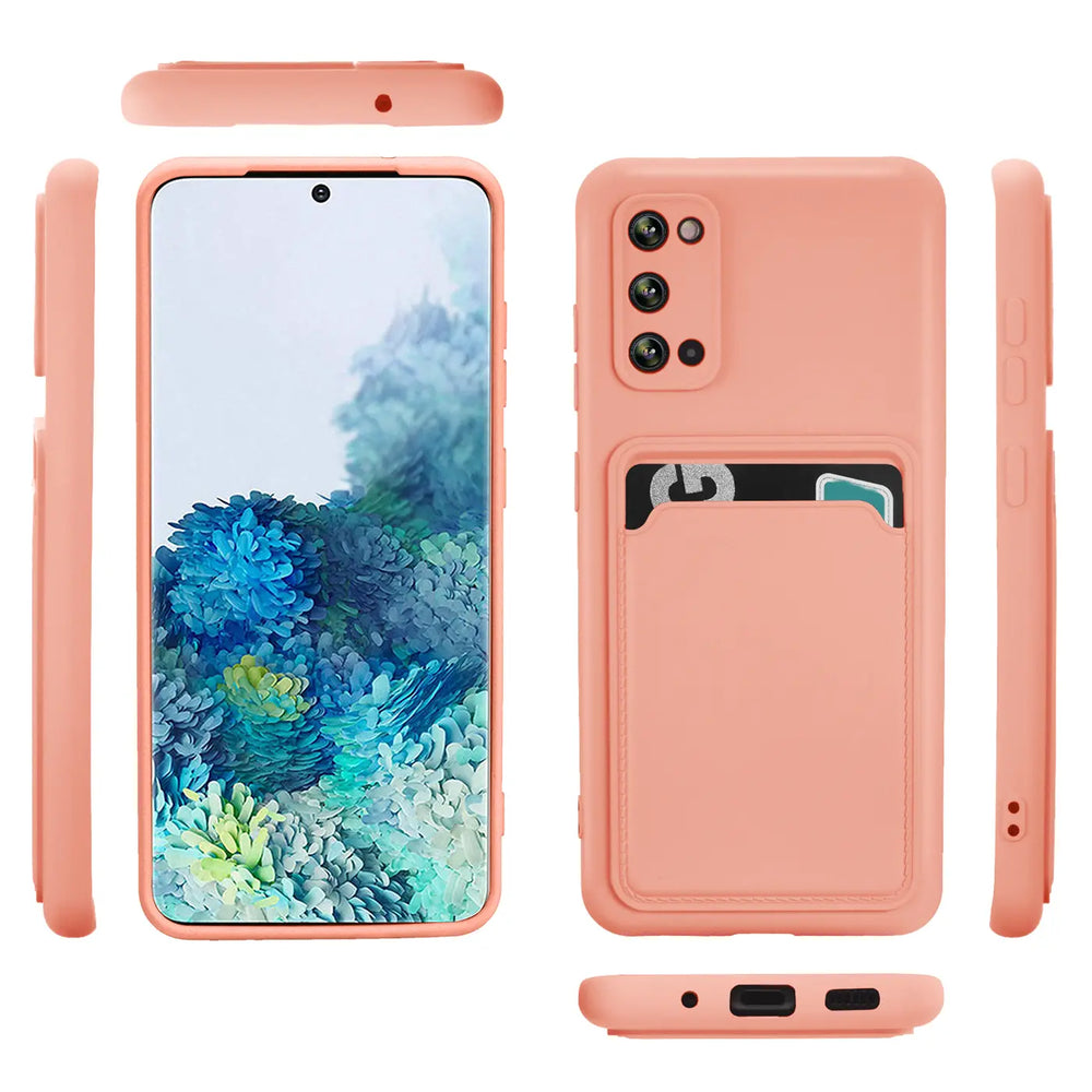 Samsung Galaxy S20 Handyhülle in Rosa mit Kameraschutz und Kartenfach
