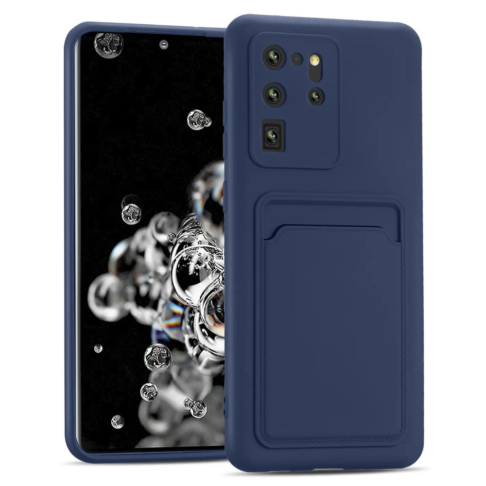 Samsung Galaxy S20 Ultra Handyhülle in Blau mit Kameraschutz und Kartenfach