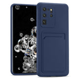 Samsung Galaxy S20 Ultra Handyhülle in Blau mit Kameraschutz und Kartenfach